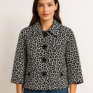 Forever 21 Jacquard Leopard Blazer | Vintage Y2K Retro Preppy Jacket Size M